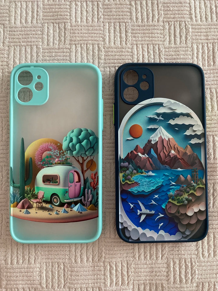 two 3d phone covers side by side