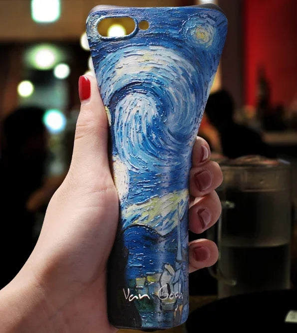 Hand bending phone case of Van Gogh's starry night