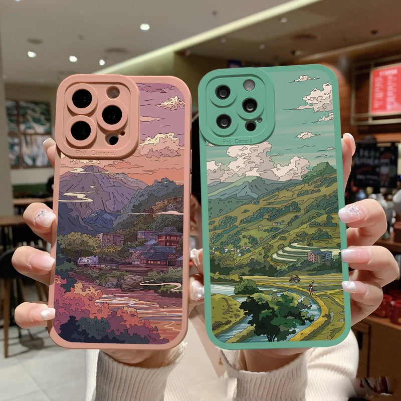 two anime scenery inspired phone cases