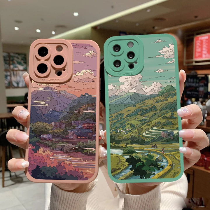 two anime scenery inspired phone cases