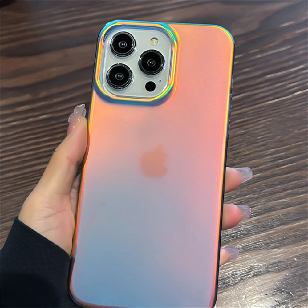 Black gradient phone case held in hand