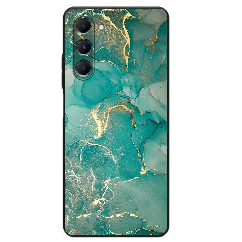 blue and gold colored marble pattern phone case