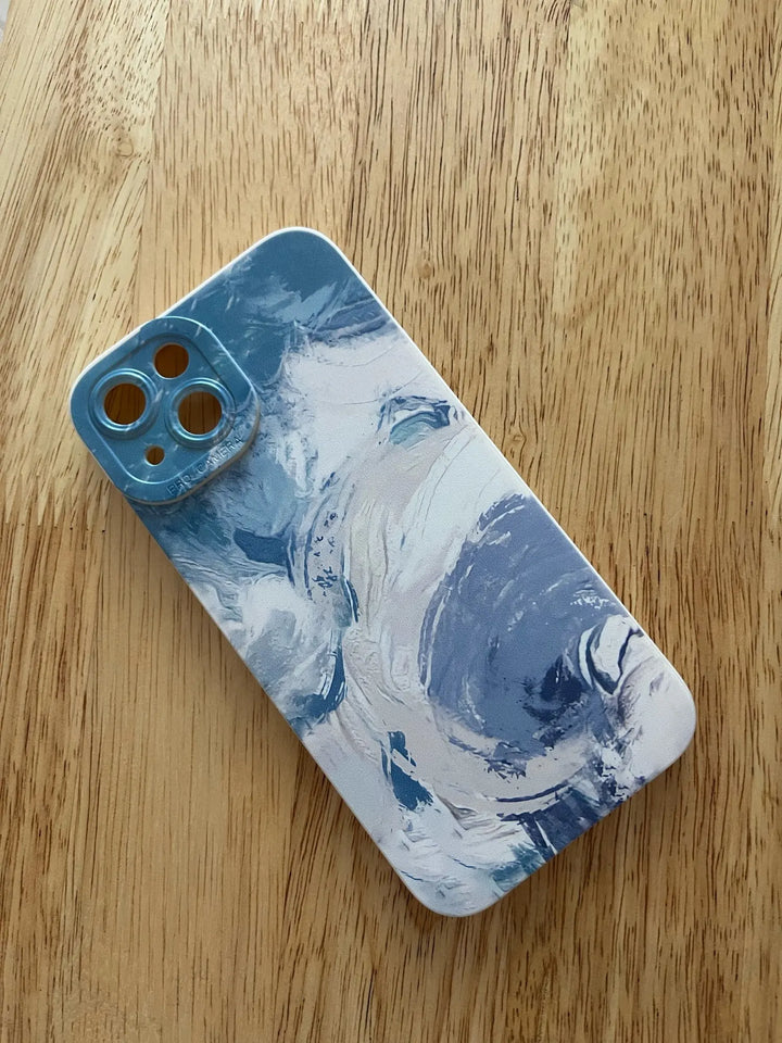 blue and white watercolor iphone case