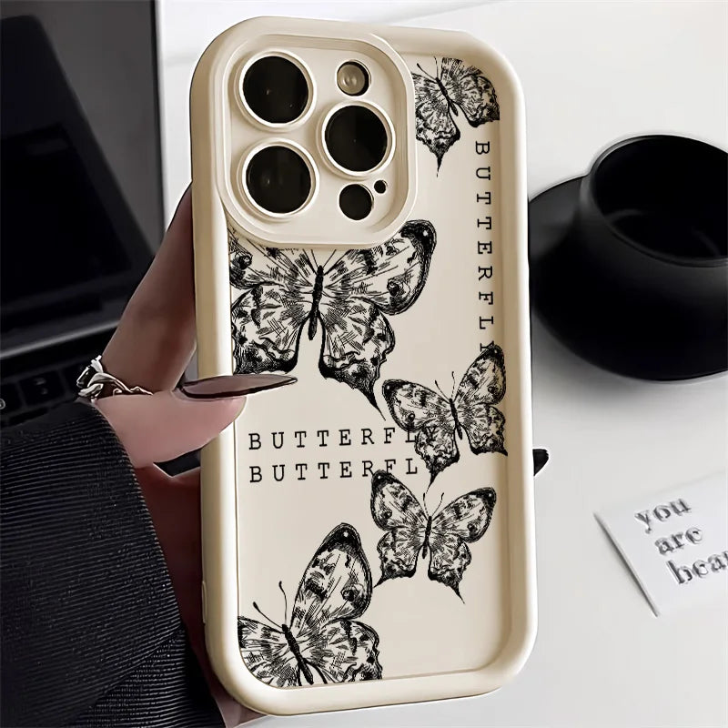 Photo of a white phone case with a butterfly design