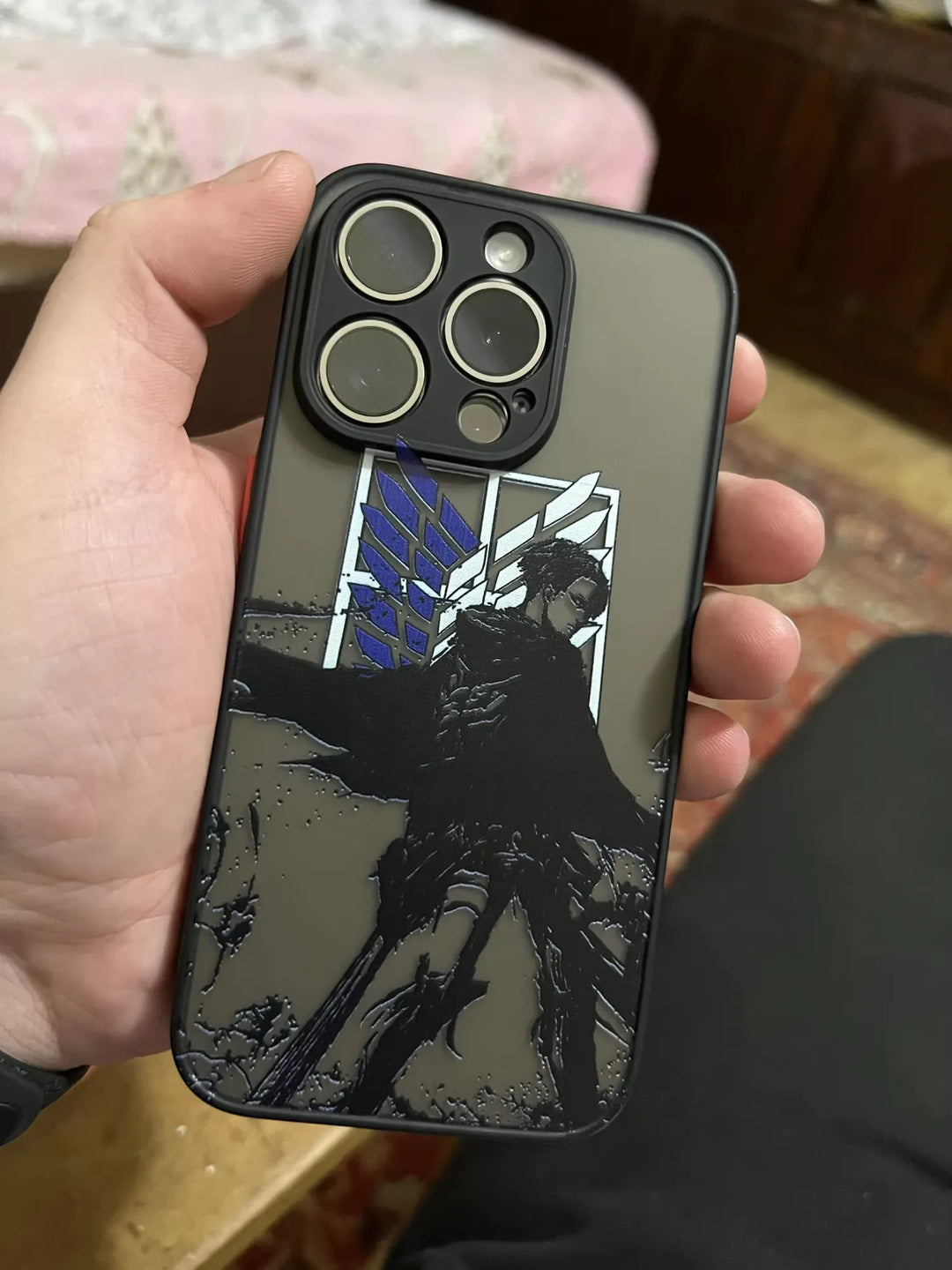 Phone case of Levi Ackerman, a character from Attack on Titan, in his Scouting Legion uniform