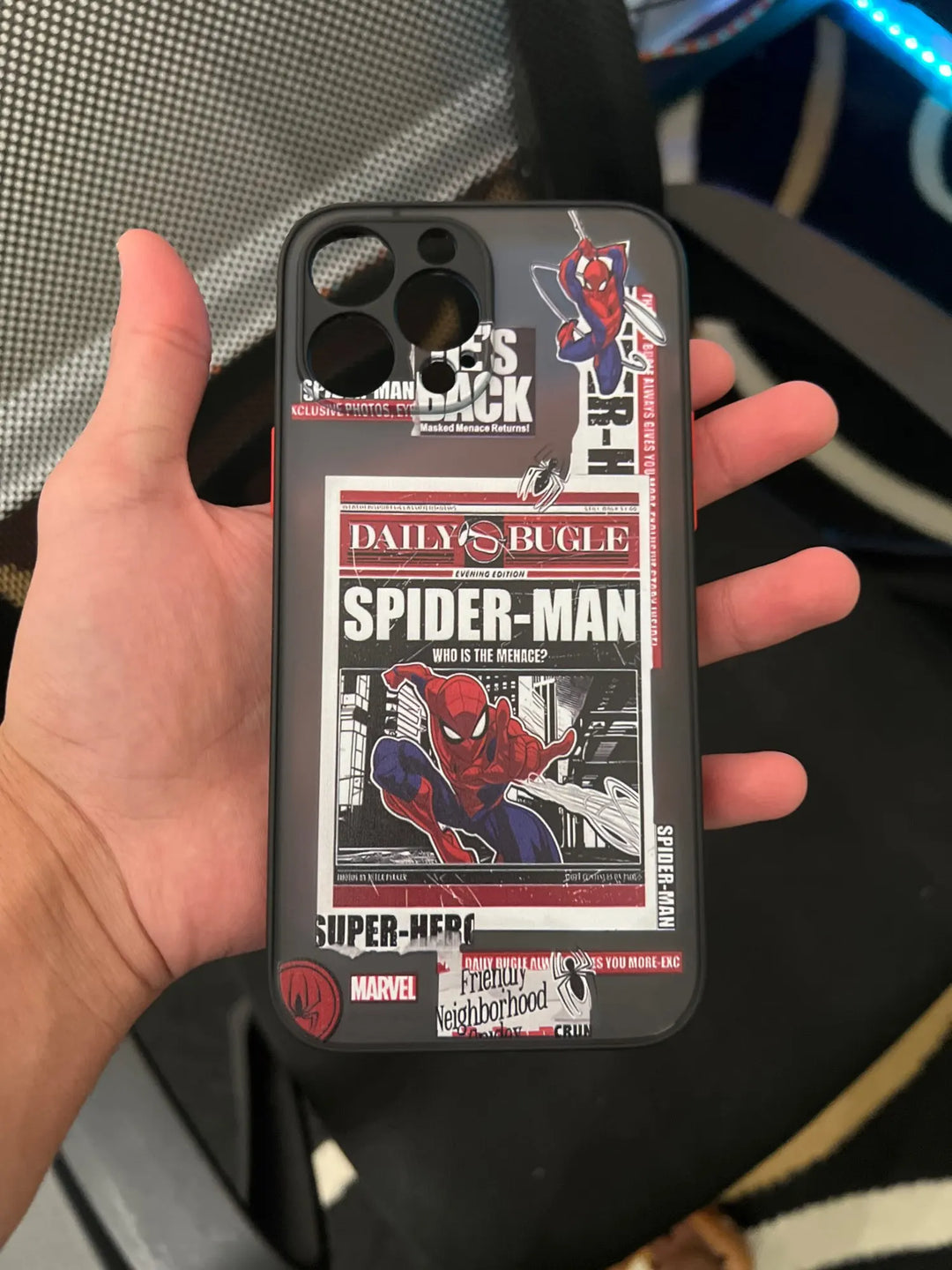 Phone case of Spiderman on daily bugle newspaper