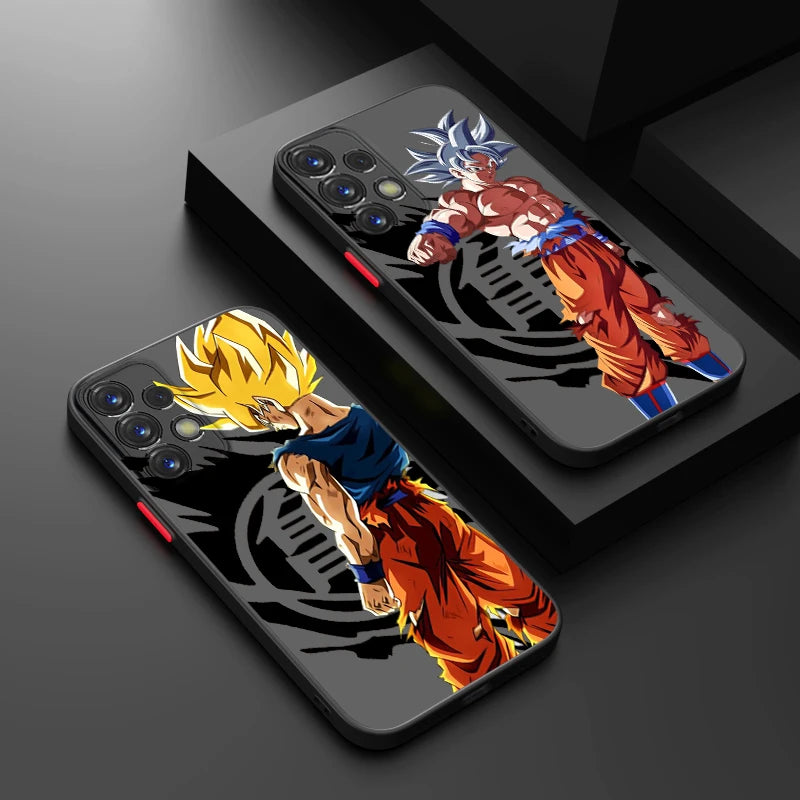 Two phone case featuring Goku in Super Saiyan and Ultra instinct forms