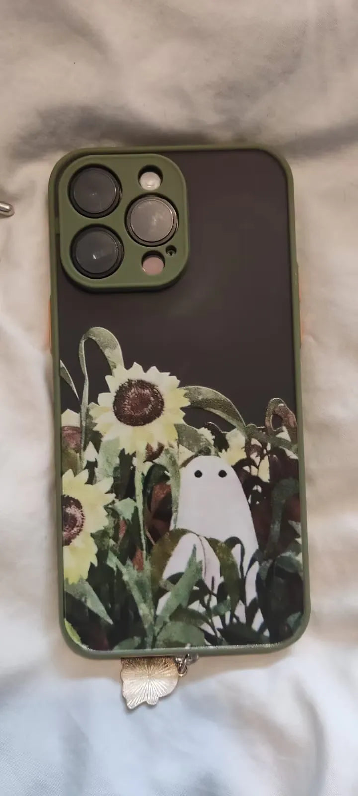 Phone case of cute ghost in garden