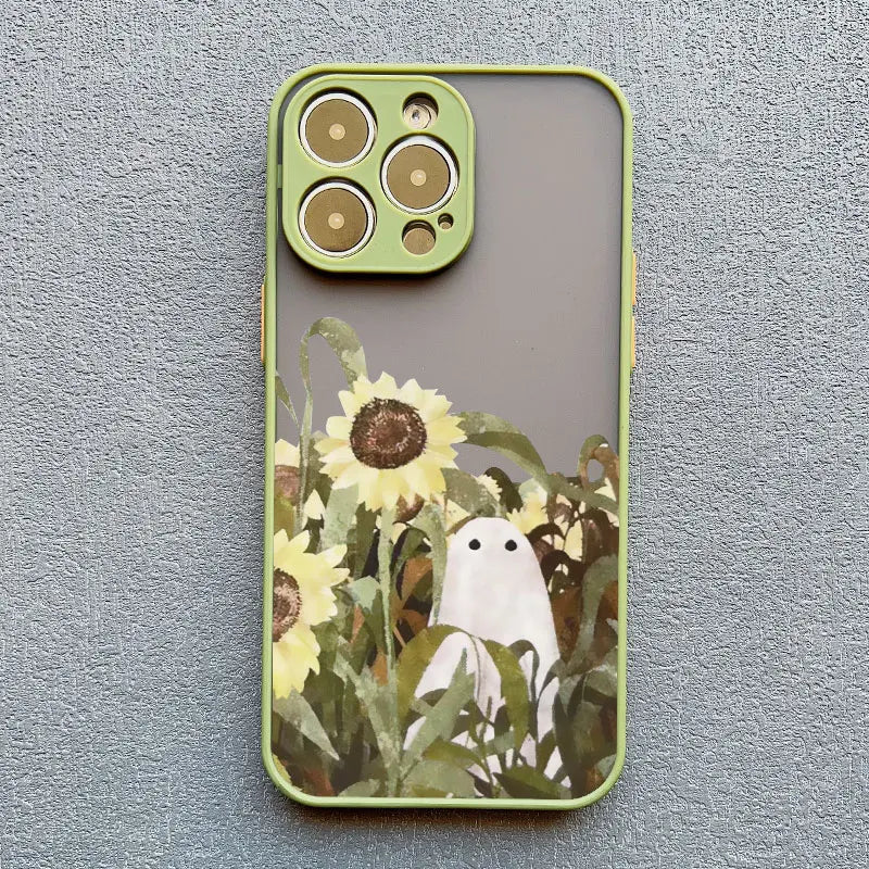 Phone case of cute ghost in garden