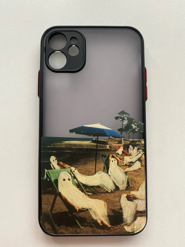 Phone case of cute ghosts at beach