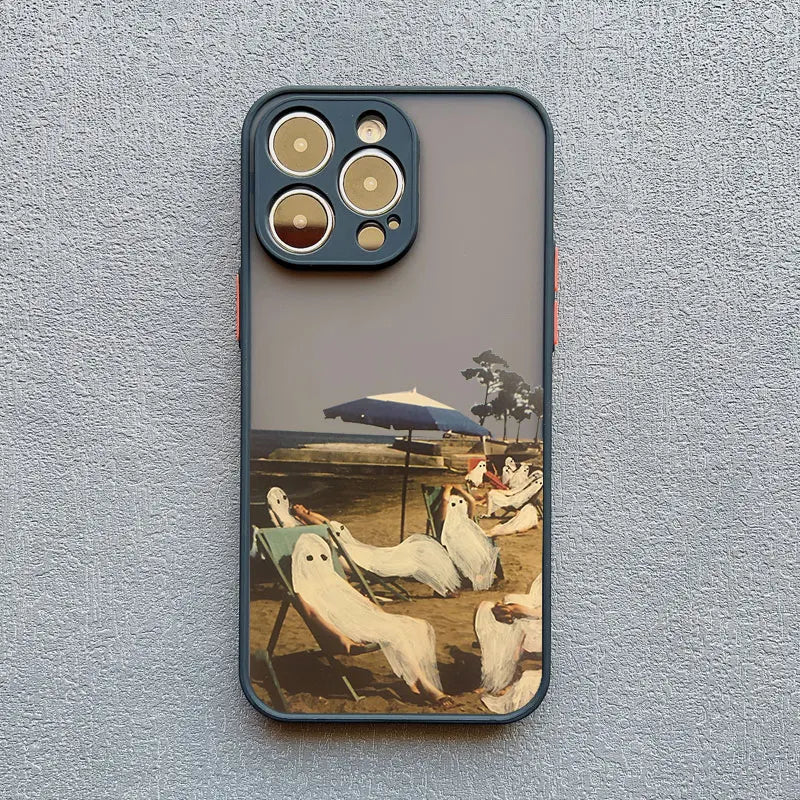 Phone case of ghosts at beach