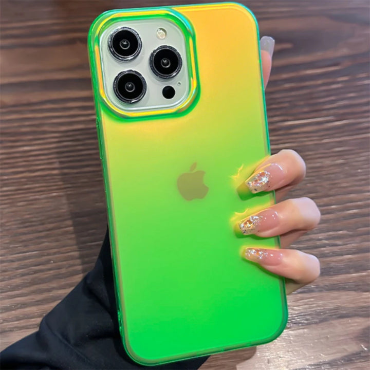 green gradient phone held in hand