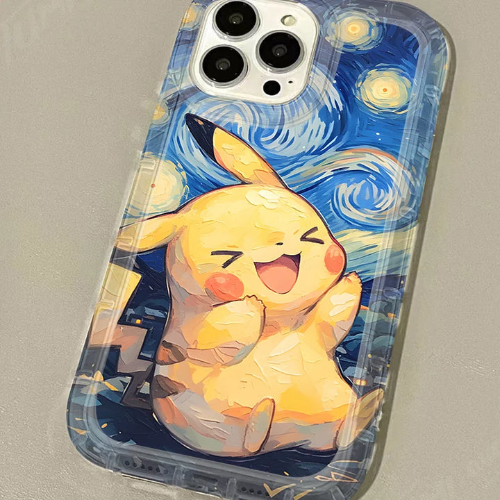 happy pikachu starry night phone case