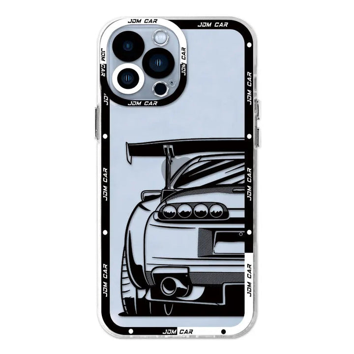 jdm clear case featuring design of the rear of a Toyota Supra 