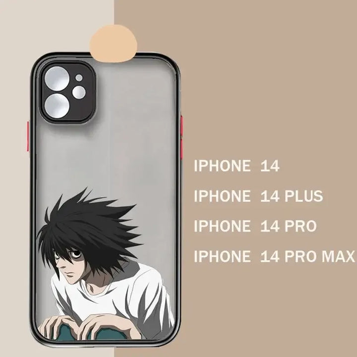 A frosted iPhone case featuring L from Death Note sitting