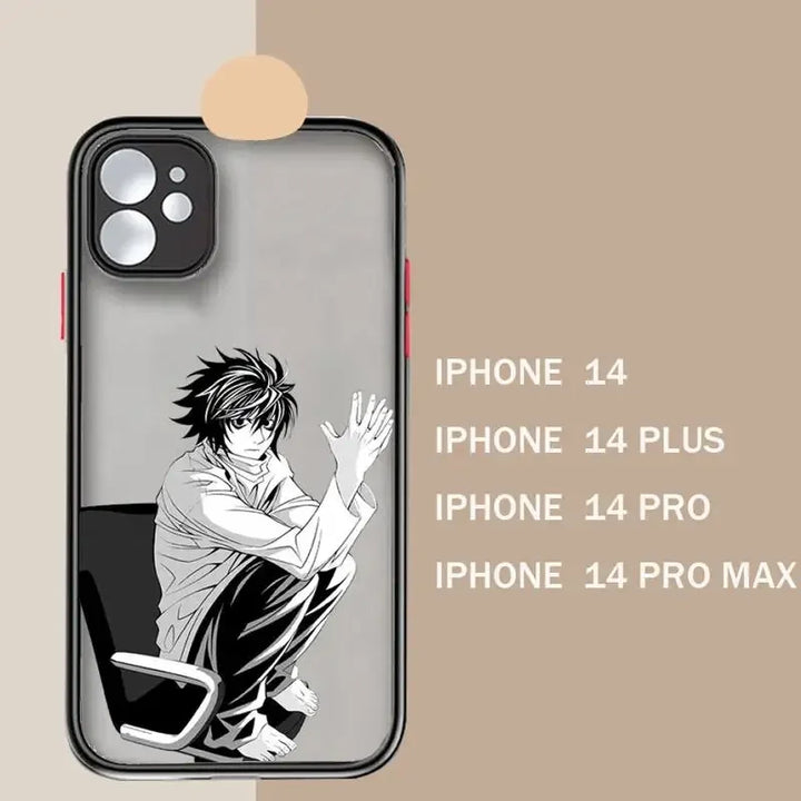 A frosted iPhone case featuring L from Death Note sitting