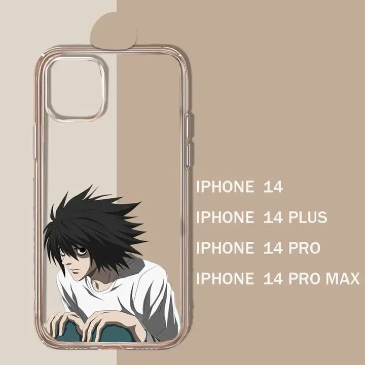 A frosted iPhone case featuring L from Death Note sitting