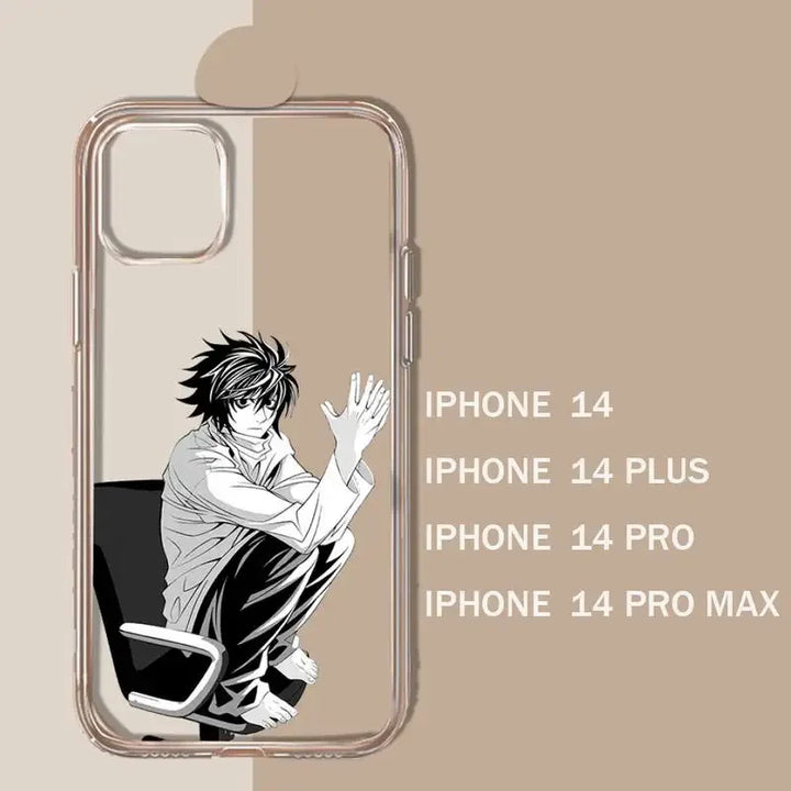 A frosted iPhone case featuring L from Death Note sitting