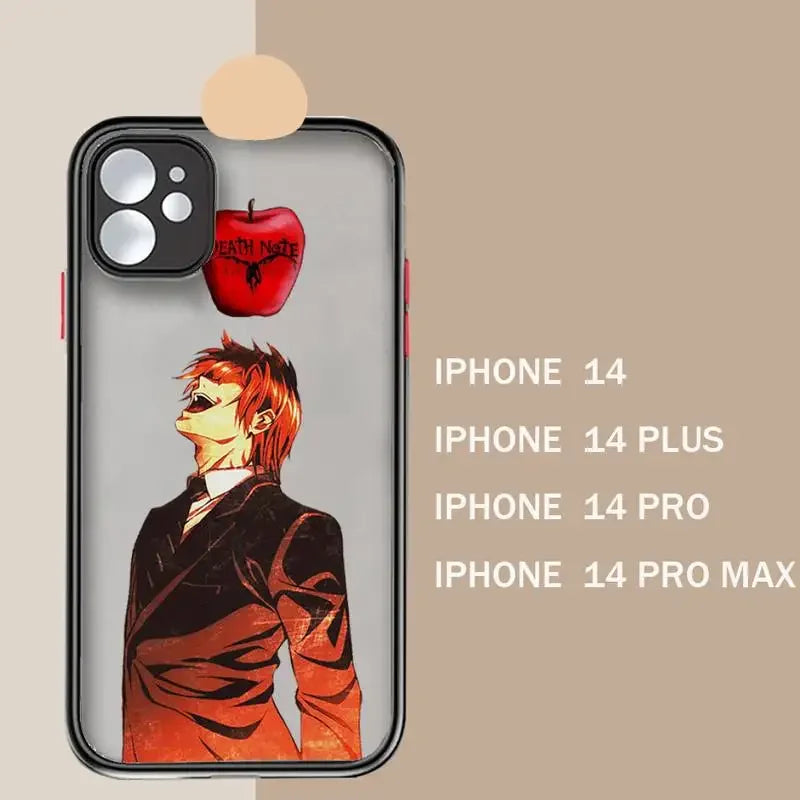 A frosted iPhone case with an illustration Light Yagami