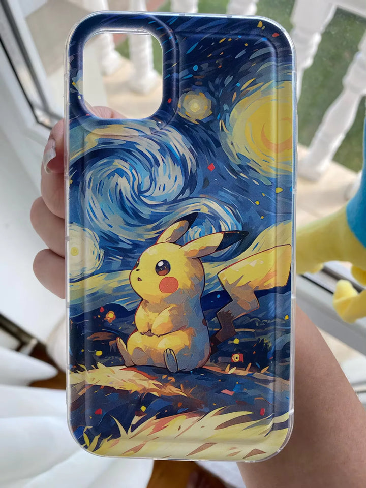 pikachu starry night phone case