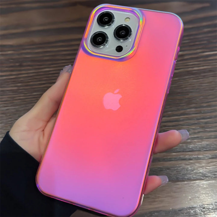 Pink gradient phone case held in hand