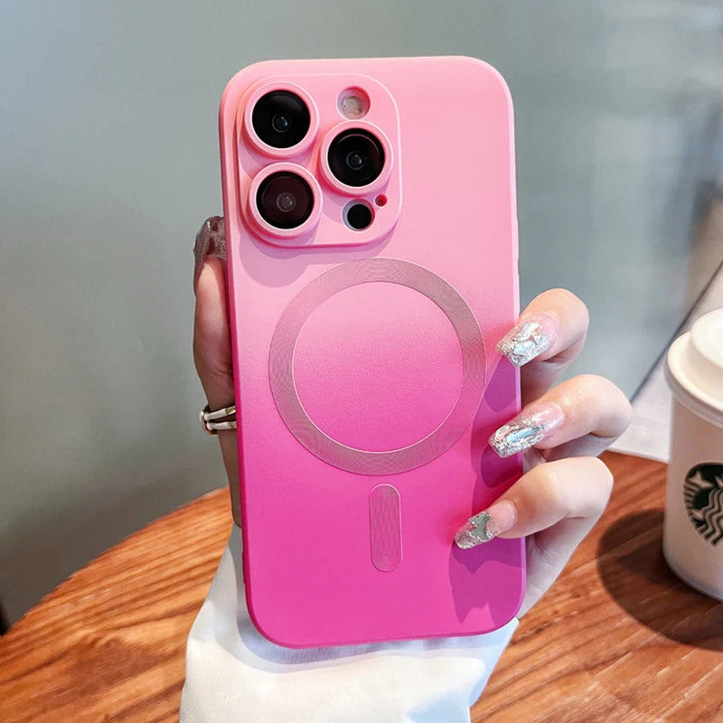 pink-red gradient case in hand