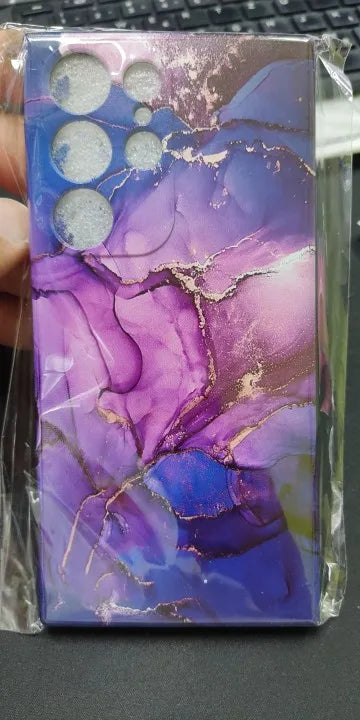 Samsung marble pattern phone case in plastic packaging