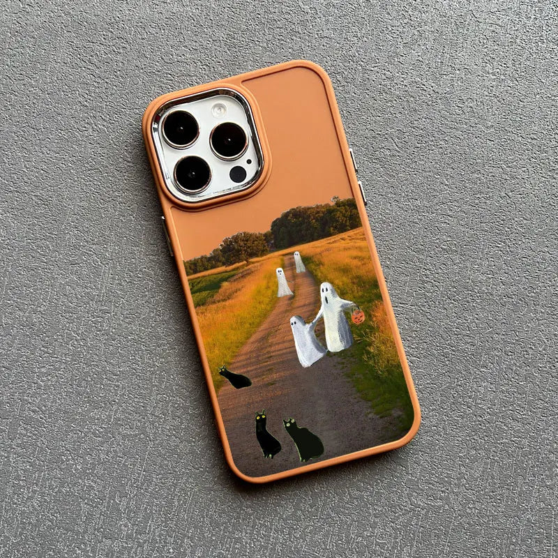 Phone case of cute ghosts on trail