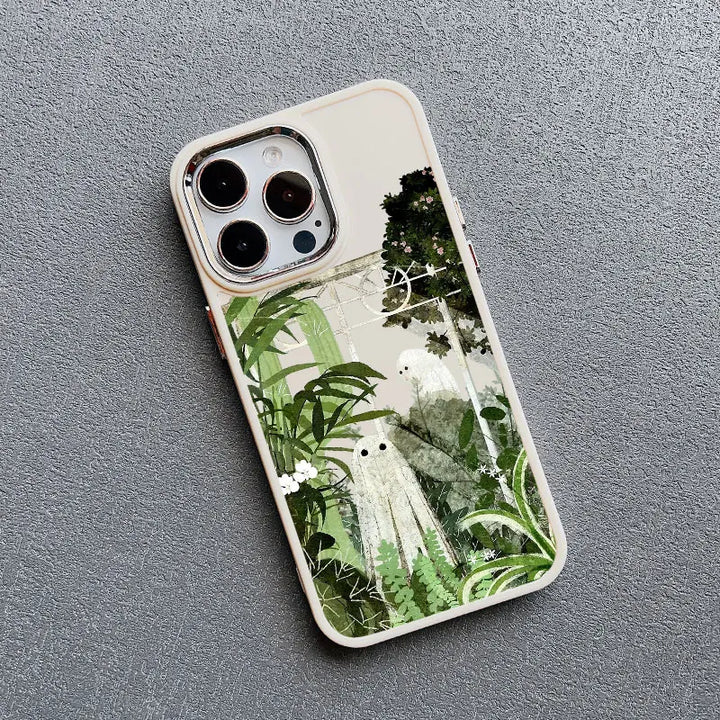 Phone case of cute ghosts in tropical garden