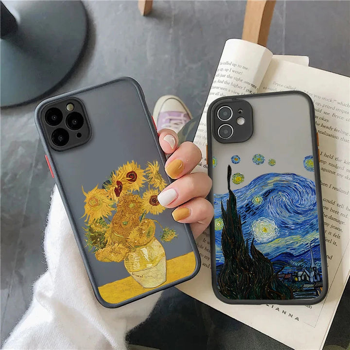 2 phone cases of van gogh paintings