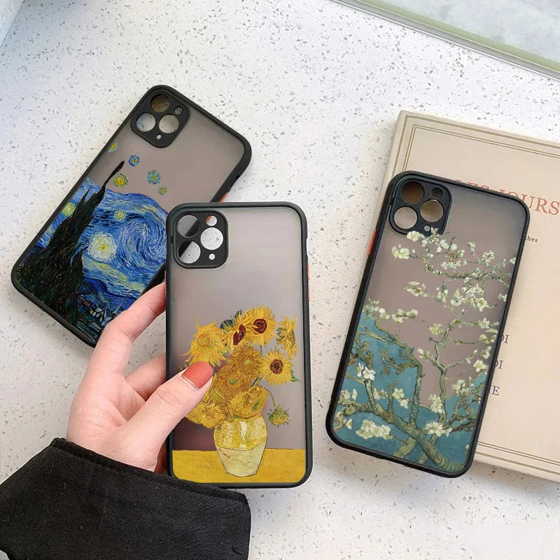 3 phone cases of van gogh paintings