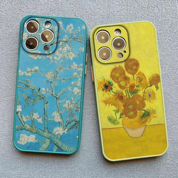 two phone cases featuring van gogh's famous paintings