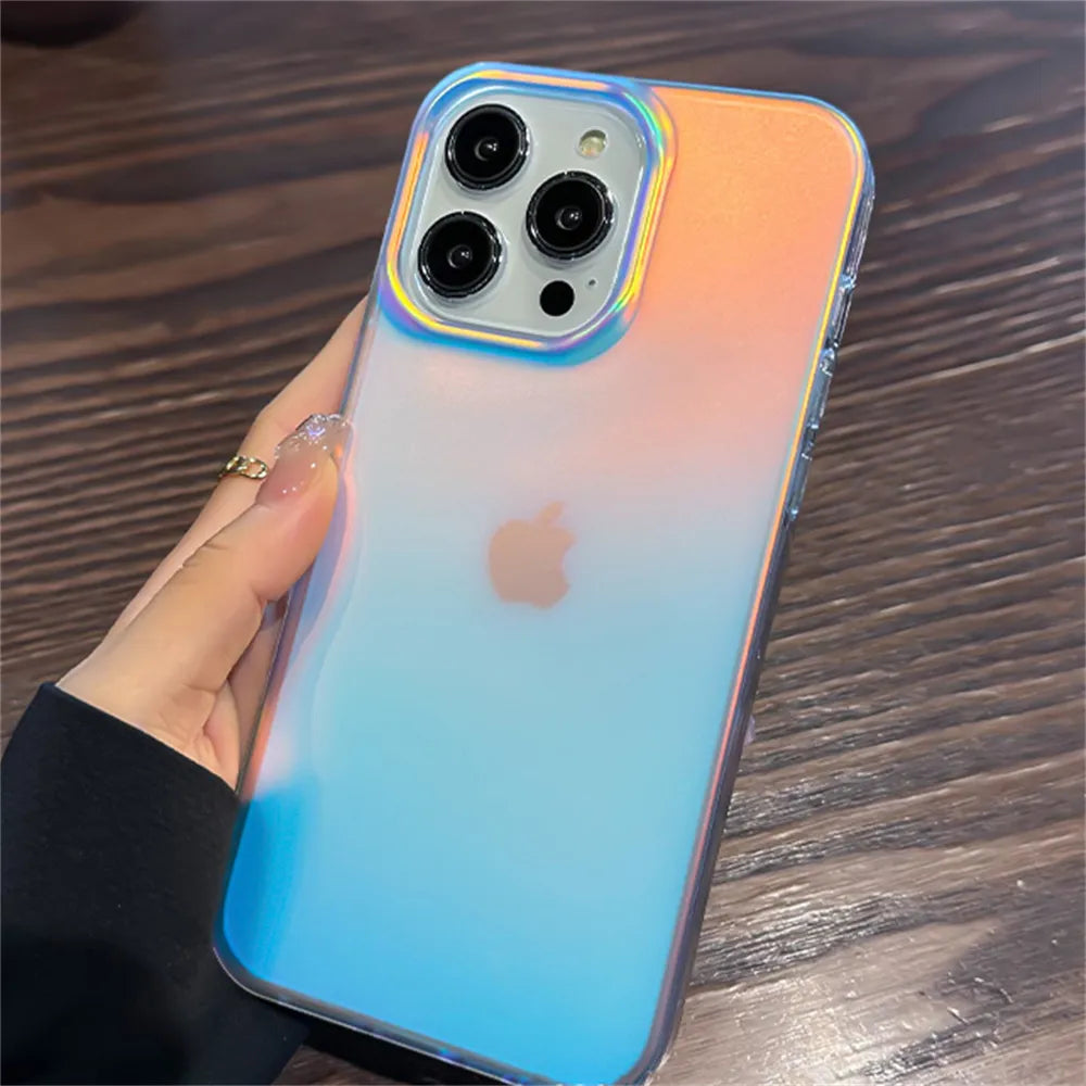 A white gradient phone case in hand